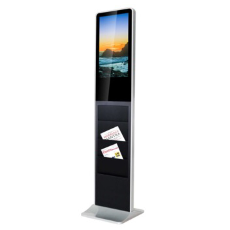Touch-Stele mit Display im Hochformat und Prospektfächern