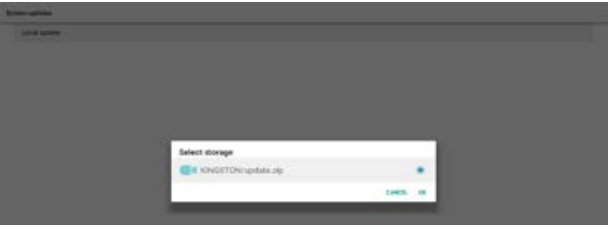 Auswahl der Datei update.zip zum Aktualisieren